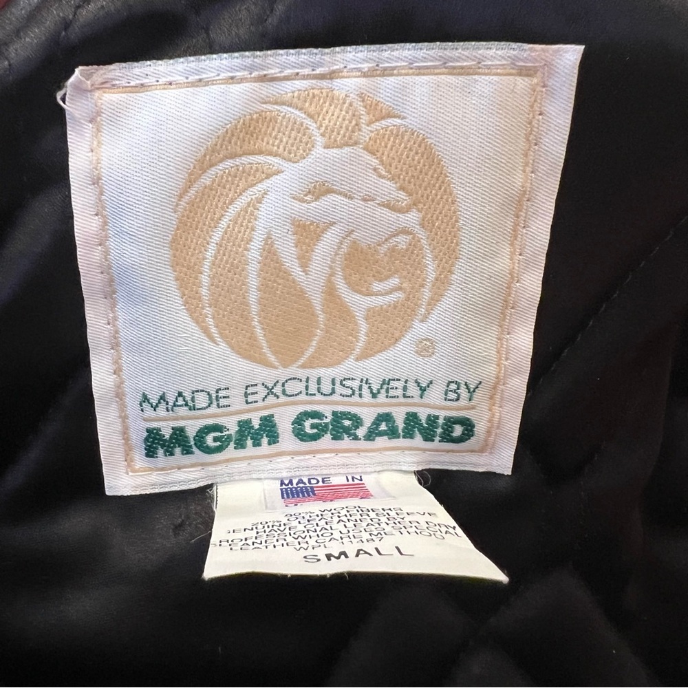 VINTAGE MGM GRAND CASINO LEATHER WOOL JACKET COAT SIZE SMALL - Picture 5 of 14